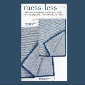 Norwex Diamond Weave Kitchen Towel and Cloth Set Graphite w Denim Trim